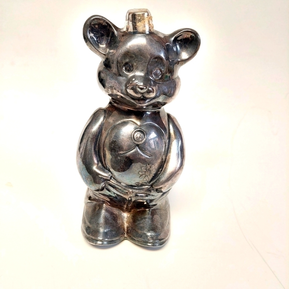 Vintage* 50s Silver Plated Falstaff Teddy Bear Bank